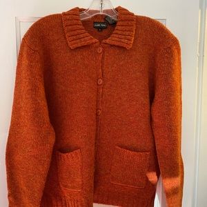 Jeanne Pierre Orange Cardigan Sweater, Size L